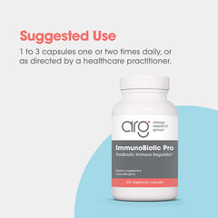 Allergy Research Group ImmunoBiotic Pro gluten-free dairy-free label signals compatibility.