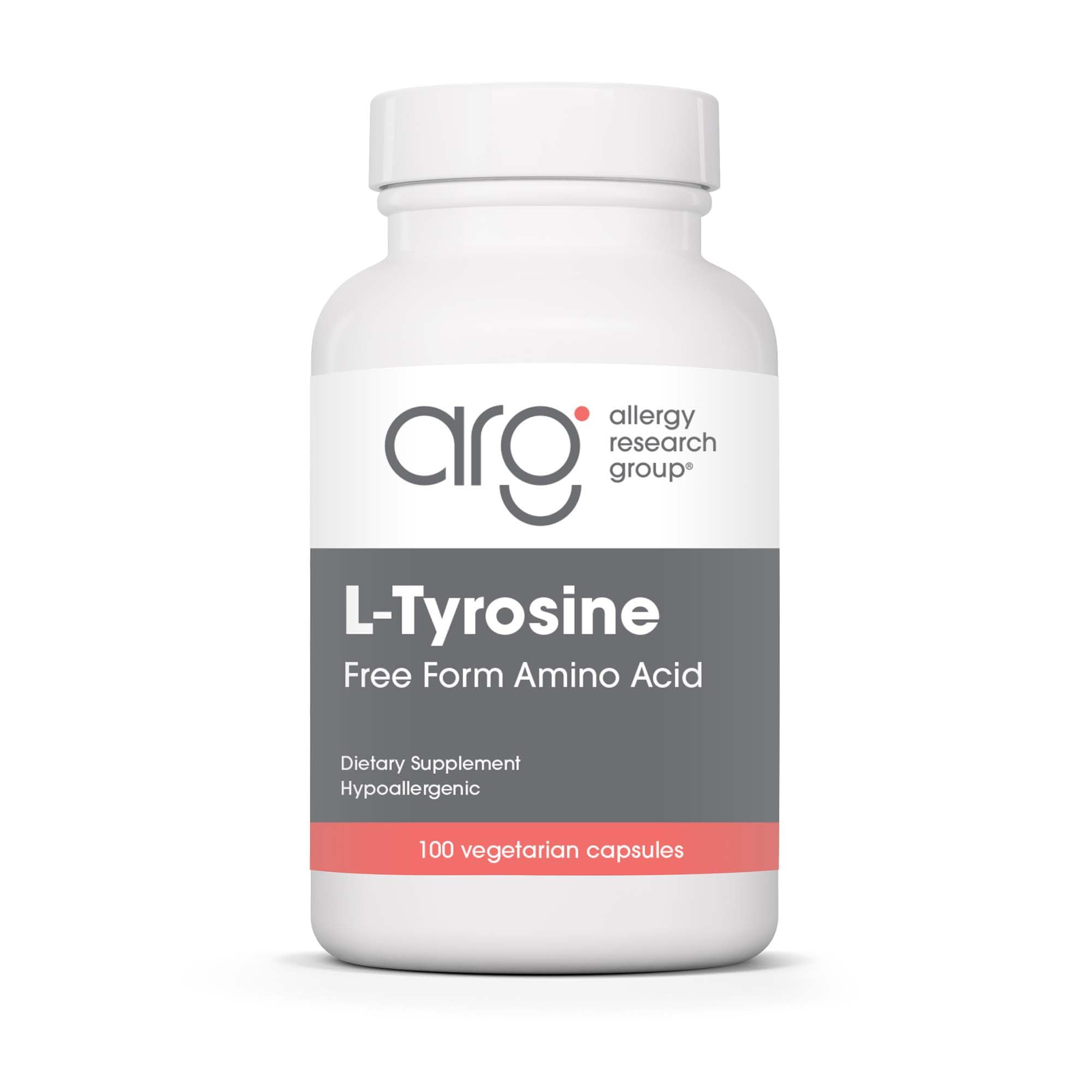 Allergy Research Group L-Tyrosine 500mg bottle front for easy daily use.