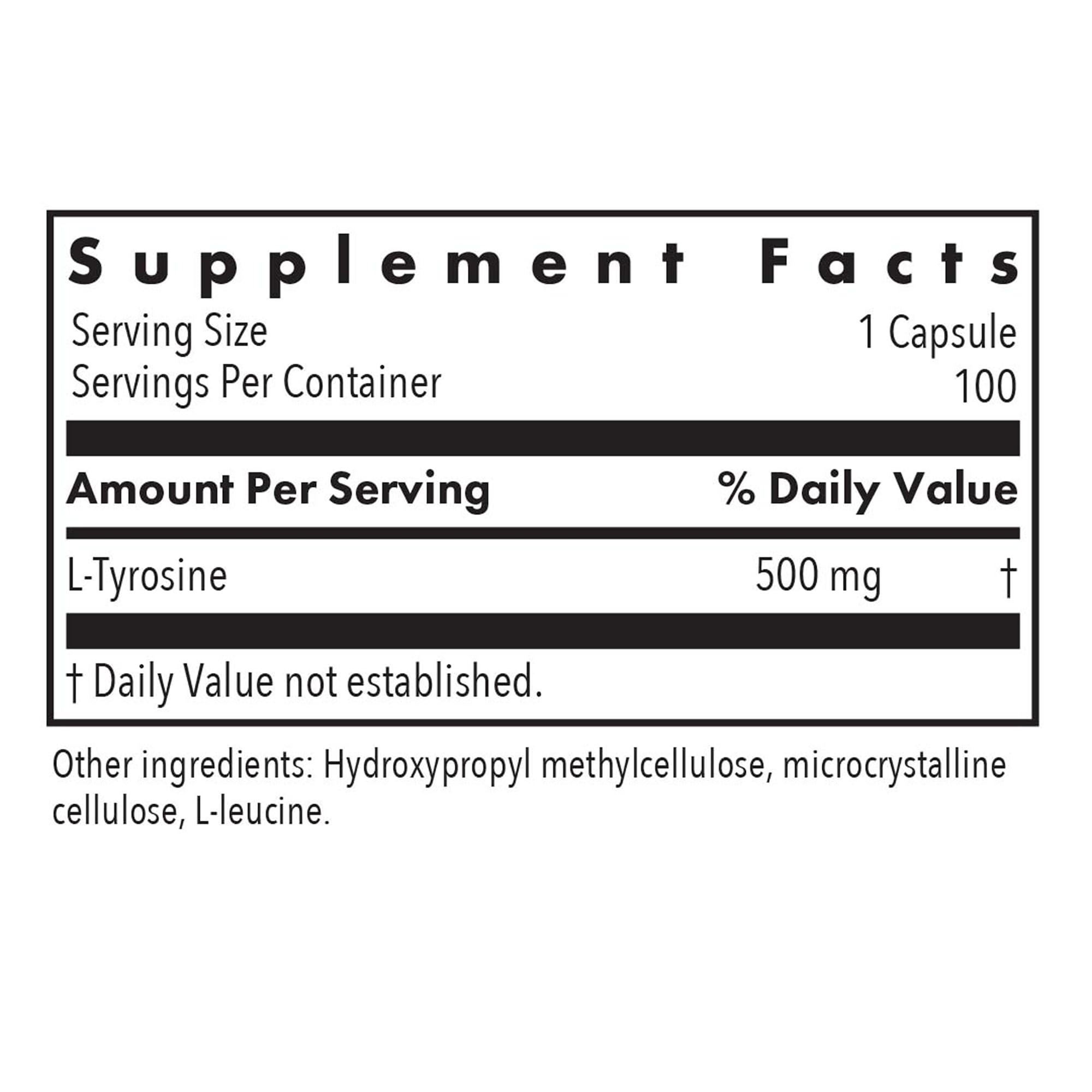 Allergy Research Group L-Tyrosine label design, emphasizing hypoallergenic formulation.