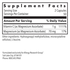Allergy Research Group label emphasizes immune-support ingredients and professional-grade quality