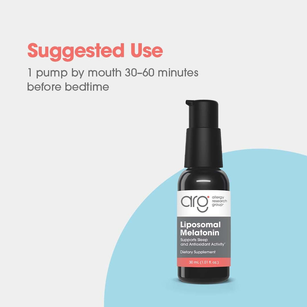 Allergy Research Group Liposomal Melatonin Spray close-up illustrates liposome delivery for better absorption