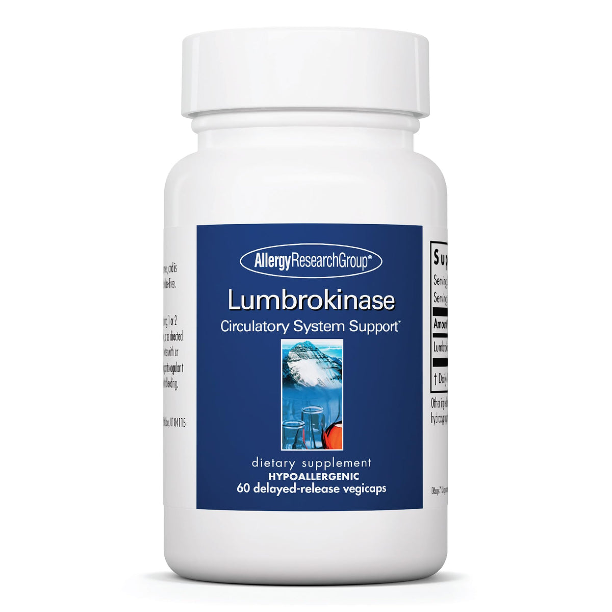 ARG Lumbrokinase delayed-release capsules bottle for circulatory support.