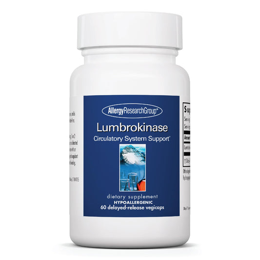 ARG Lumbrokinase delayed-release capsules bottle for circulatory support.