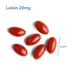 Allergy Research Group Lutein label view highlights 20 mg lutein content.