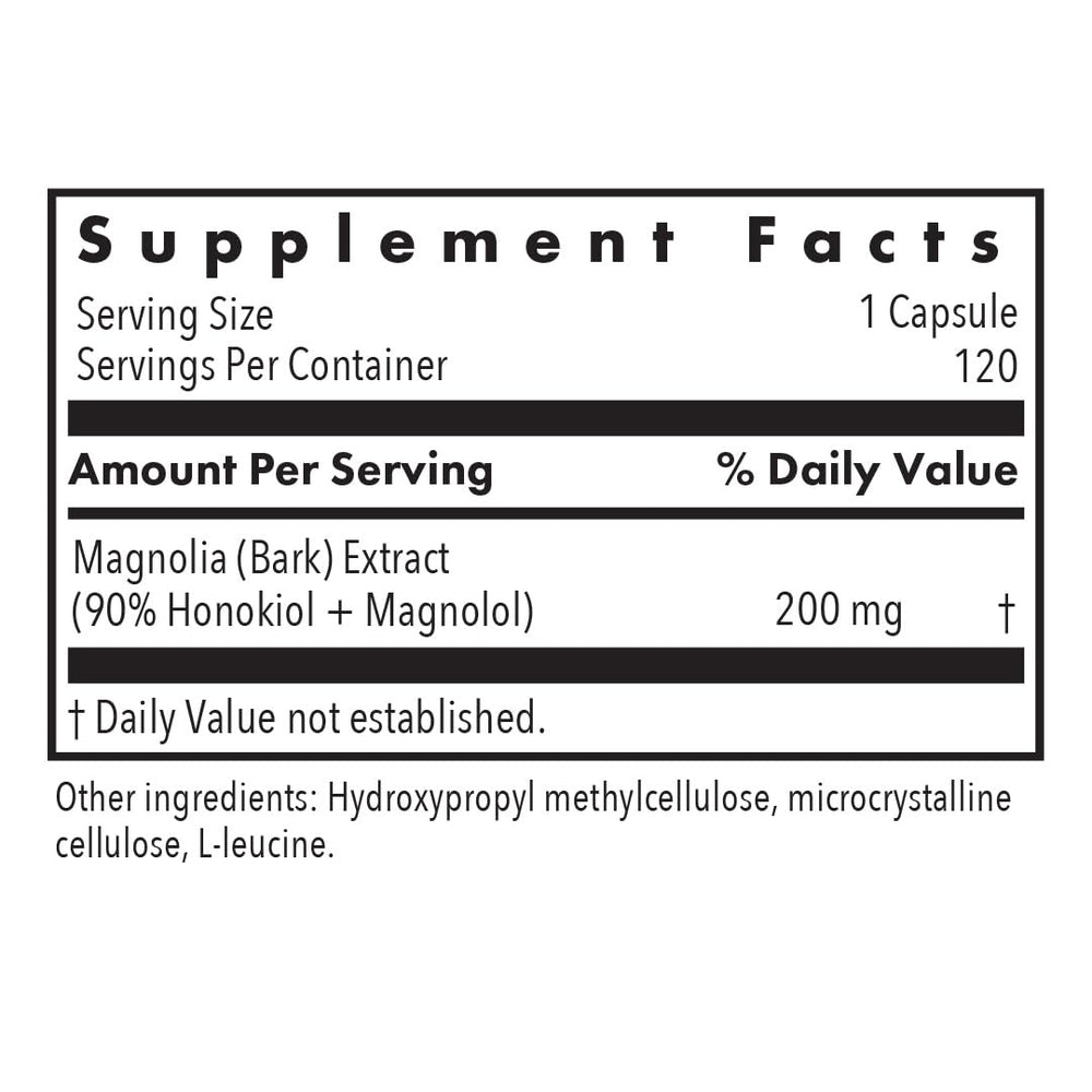 Allergy Research Group Magnolia Extract capsules ready for daily use and stress balance.