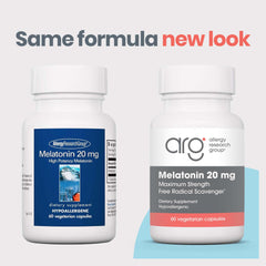 Allergy Research Group Melatonin 20 mg tablets close-up showing dosage for sleep support