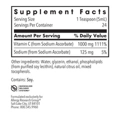 Allergy Research Group Micro Liposomal C bottle label showing hypoallergenic doctor-developed formula