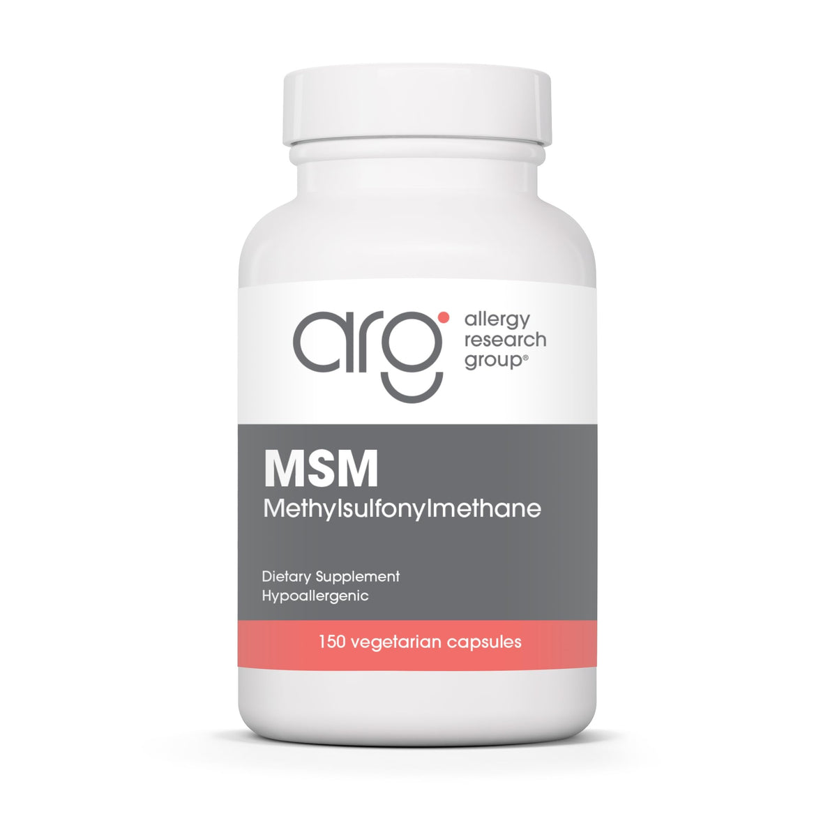 Allergy Research Group MSM bottle with capsules for daily hair and nails support.