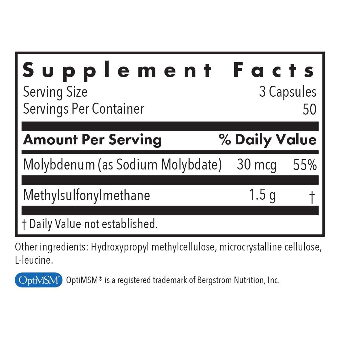 Allergy Research Group MSM capsules closeup for joints and tissues support.