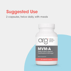 Allergy Research Group MVM-A bottle pictured with a meal for routine use.