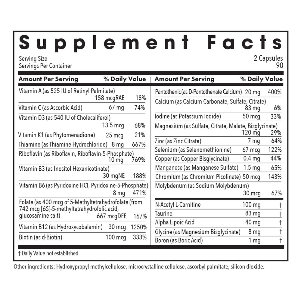 Allergy Research Group MVM-A capsules closeup highlights vegetarian supplement form.