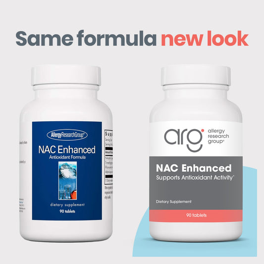NAC Enhanced tablets close-up highlighting 500 mg per tablet for daily use.