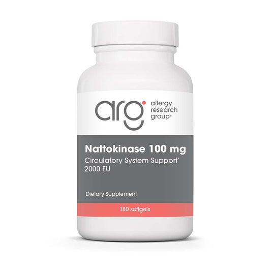 Allergy Research Group Nattokinase bottle front showing NSK-SD potency for everyday circulation support