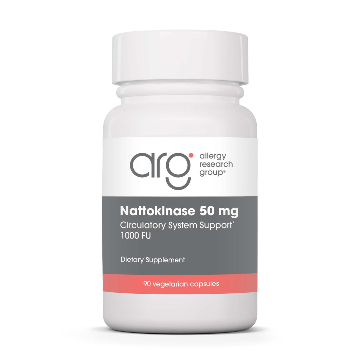 Allergy Research Group nattokinase 50mg bottle on shelf for daily wellness