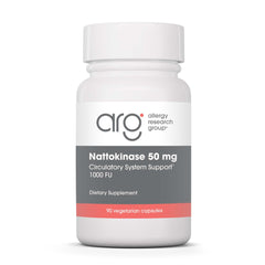 Allergy Research Group nattokinase 50mg bottle on shelf for daily wellness