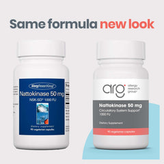Allergy Research Group nattokinase capsules closeup for easy daily use