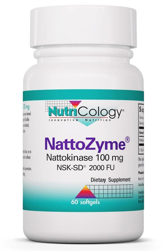 Allergy Research Group NattoZyme bottle front showing branding for circulation support