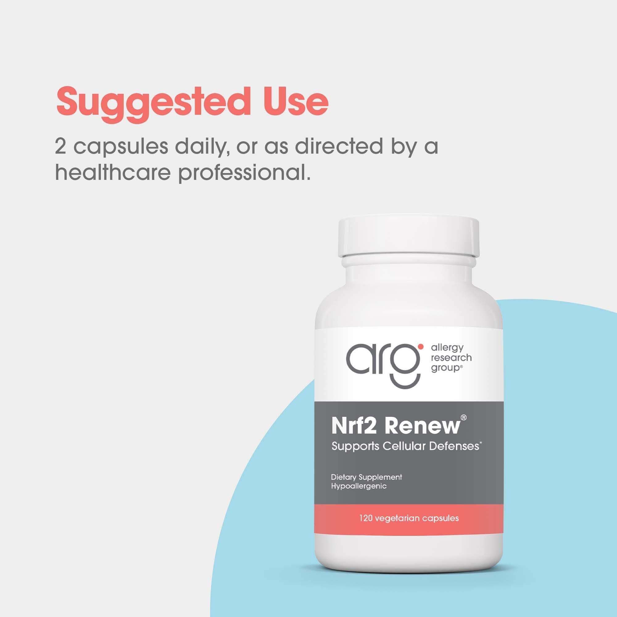 Nrf2 Renew packaging highlighting green tea extract and botanical blend