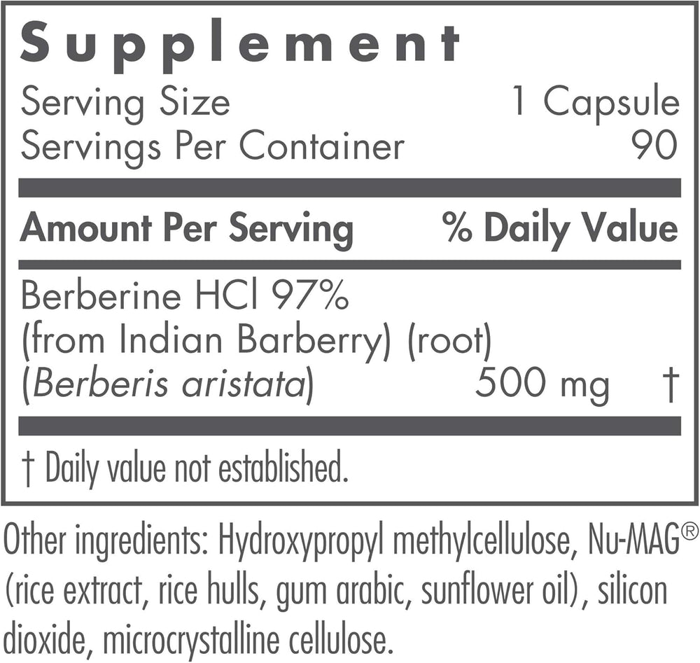Close-up of Nutricology Berberine 500mg capsules indicating metabolic support benefits.