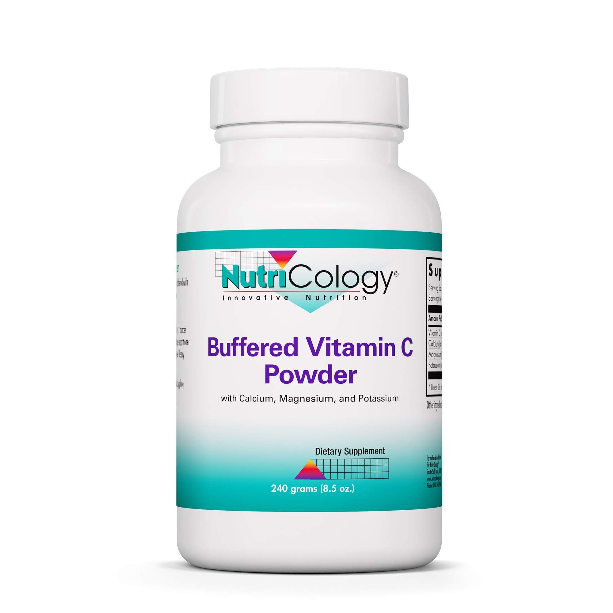 Allergy Research Group Nutricology Buffered Vitamin C Powder bottle pour supports collagen formation.