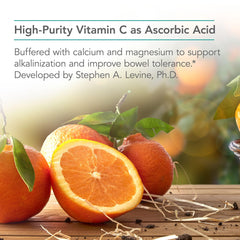 Allergy Research Group Nutricology Buffered Vitamin C Powder dispensing scoop enables daily dosing.