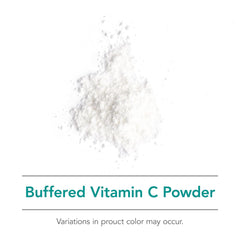 Allergy Research Group Nutricology Buffered Vitamin C Powder close-up shows fine, mixable powder.