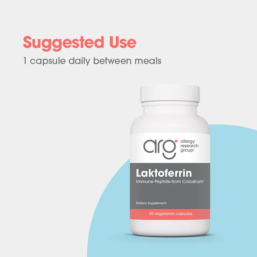 Nutricology lactoferrin ingredients panel shows iron-related support and clean formulation.