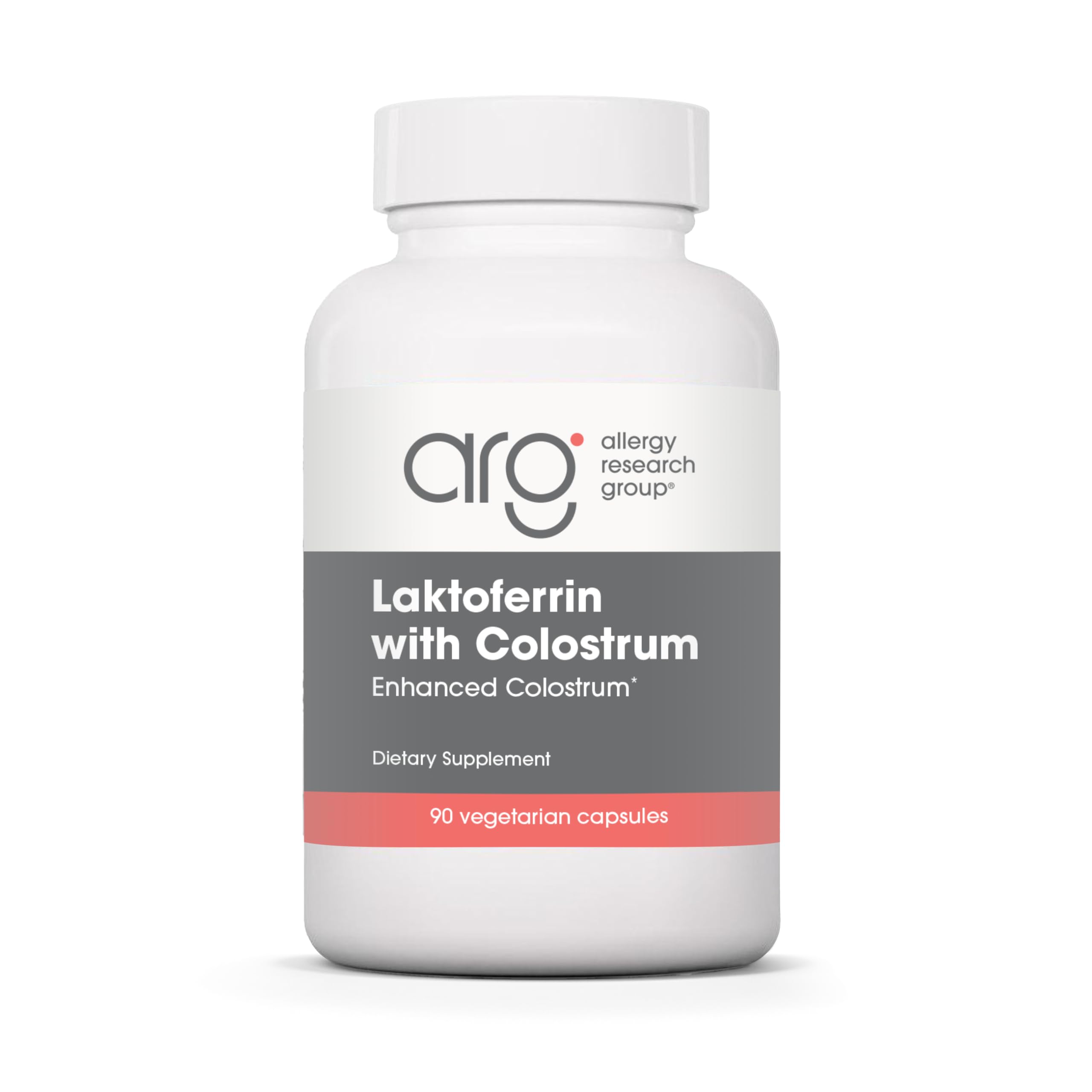 Allergy Research Group NutriCology Laktoferrin with Colostrum bottle for immune balance.