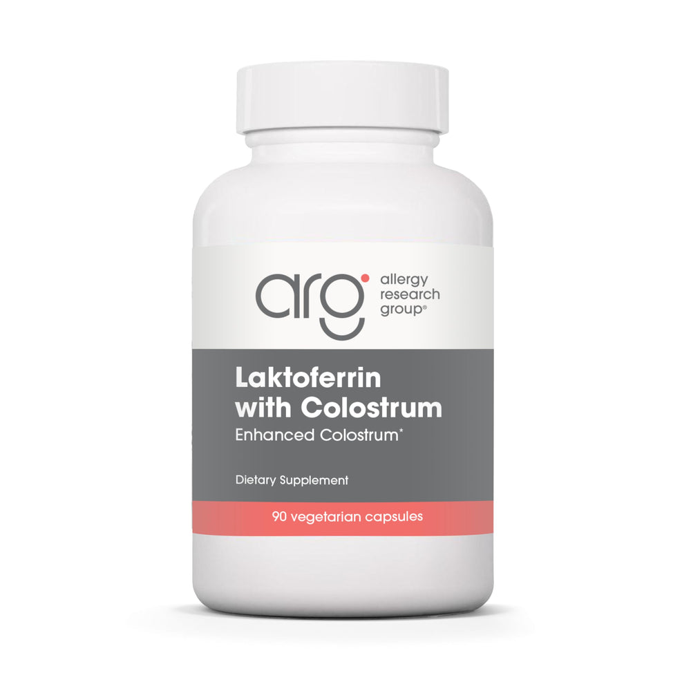 Allergy Research Group NutriCology Laktoferrin with Colostrum bottle for immune balance.