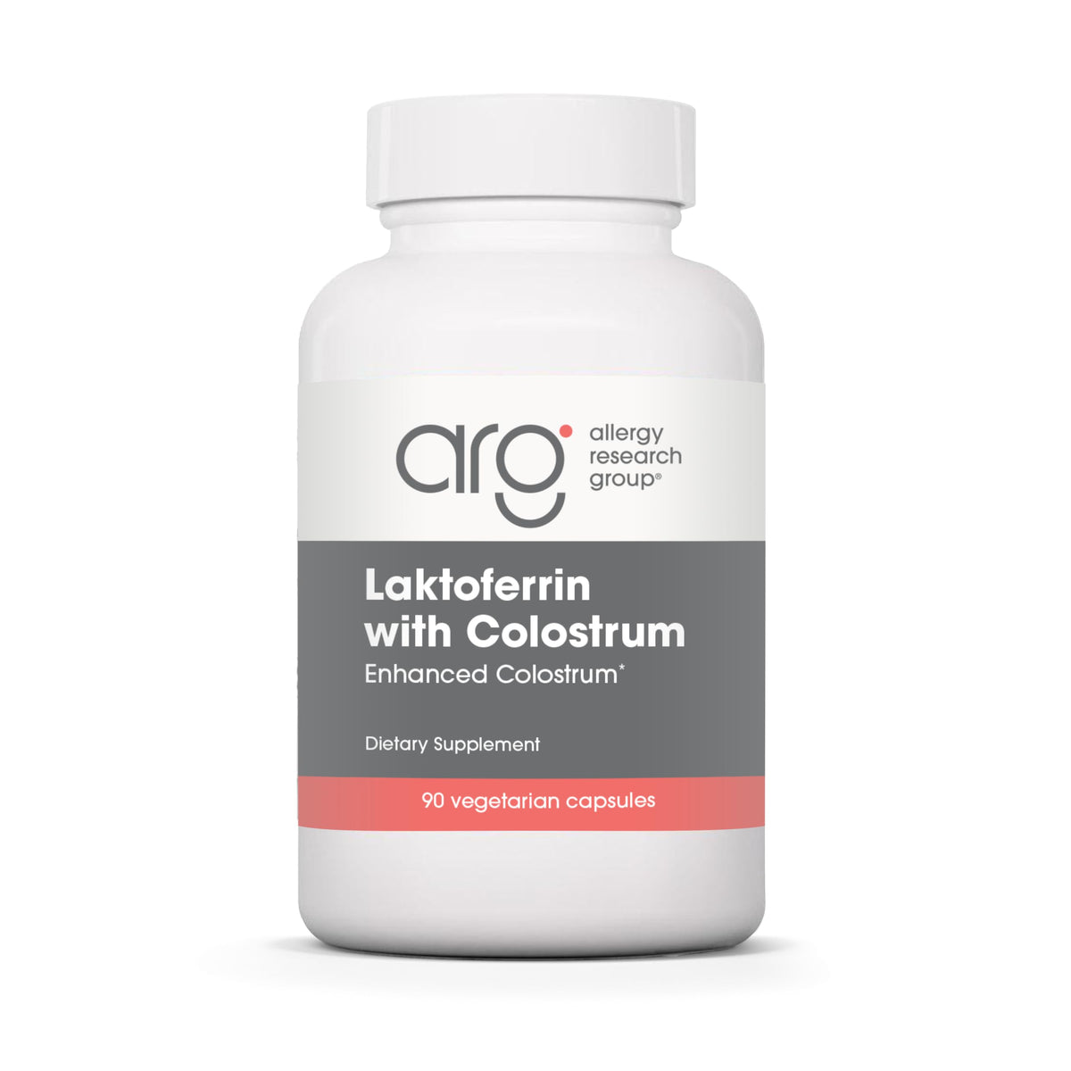Allergy Research Group NutriCology Laktoferrin with Colostrum bottle for immune balance.