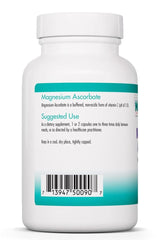NutriCology Magnesium Ascorbate ingredients panel highlighting the magnesium ascorbate blend for balanced minerals