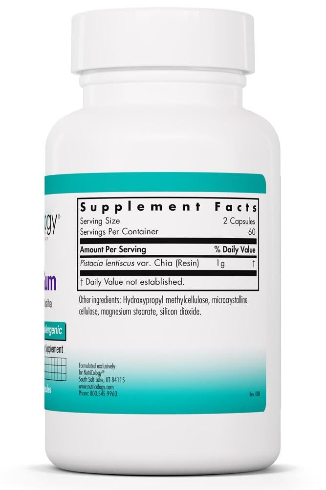 Bottle being poured to illustrate convenient daily dosing of NutriCology mastic gum