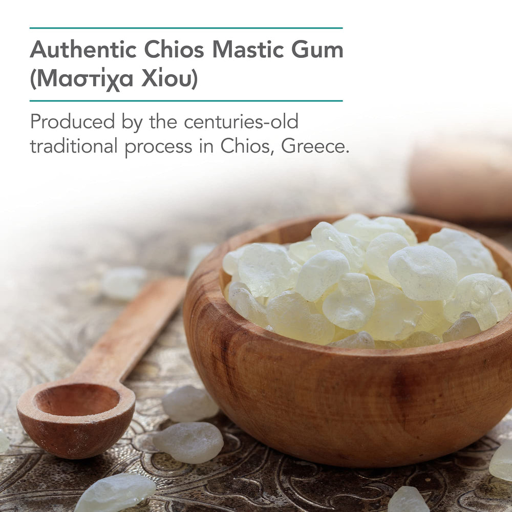 Mastic resin chips from NutriCology illustrate traditional botanical resin