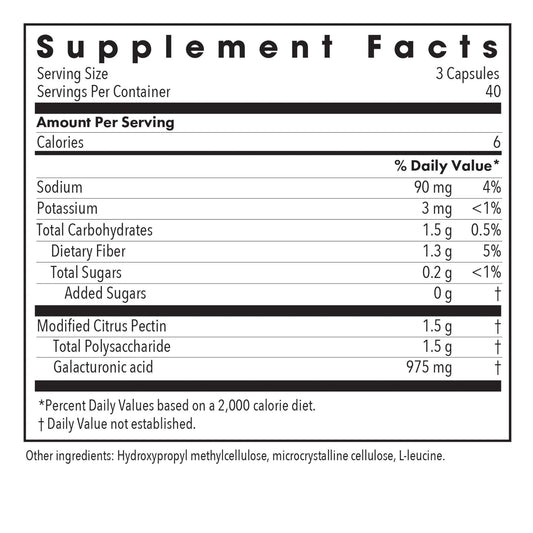 Nutricology Modified Citrus Pectin capsules closeup highlighting gentle fiber for digestive balance.