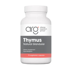Nutricology Thymus Supplement bottle showing range-fed thymus tissue and immune support potential