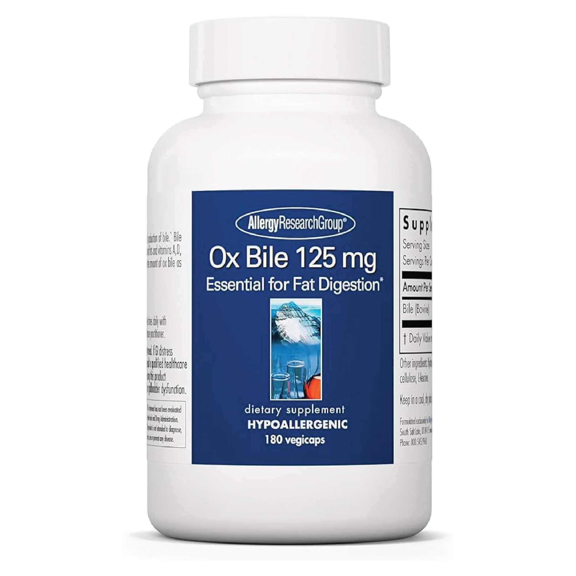 Allergy Research Group OxBile 125mg bottle front view for liver support