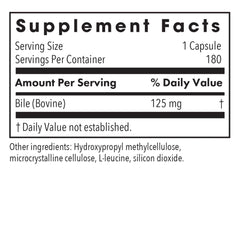 OxBile bottle label detail with ingredient highlights