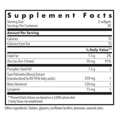 Allergy Research Group Palmetto Complex II label highlighting key ingredients.