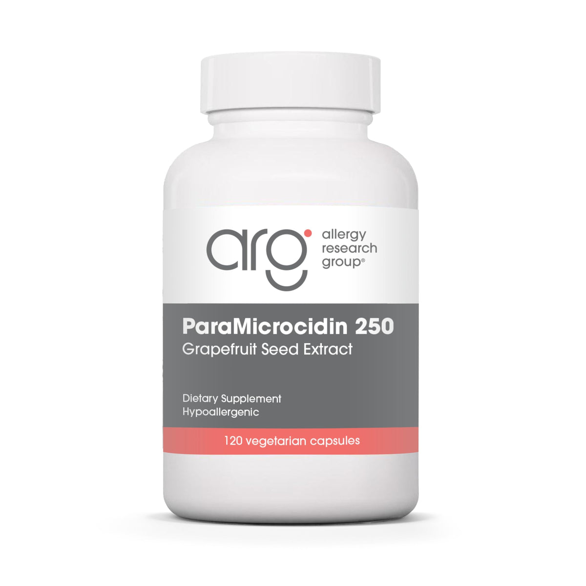 Allergy Research Group ParaMicrocidin bottle closeup highlighting contaminant-free formula
