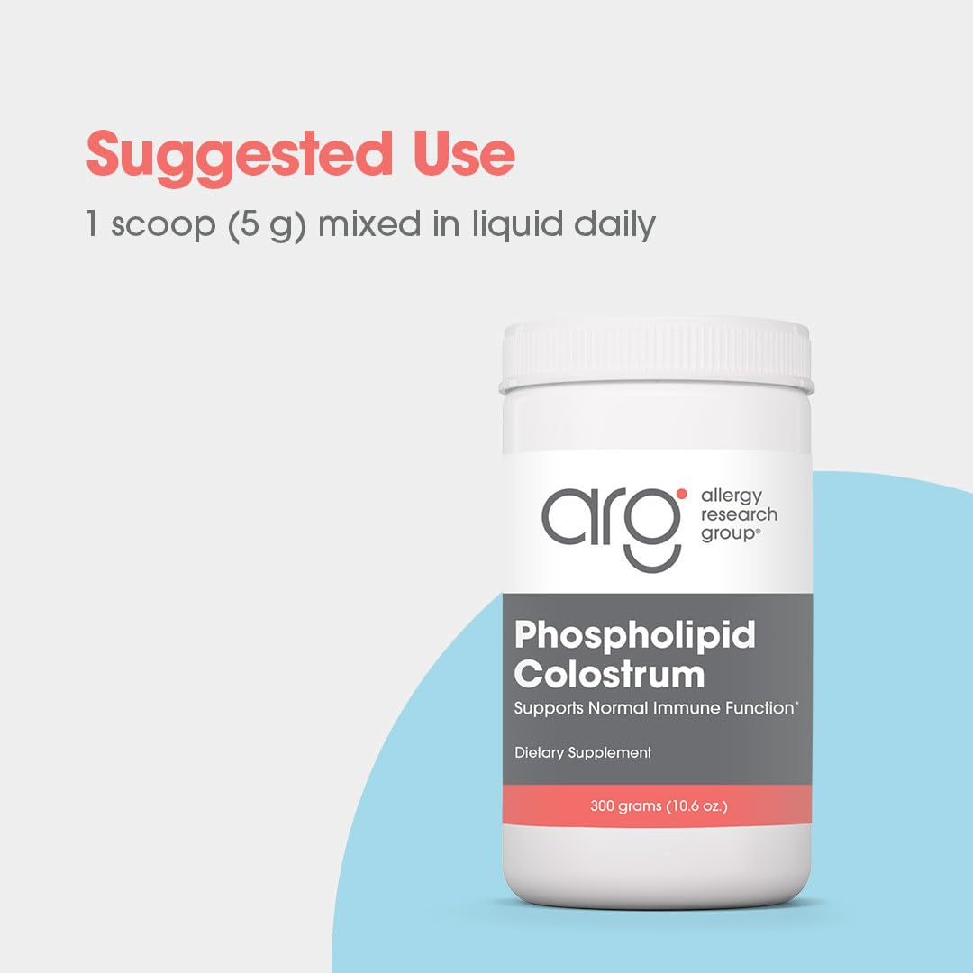 Allergy Research Group phospholipid colostrum powder in jar for daily dietary supplement