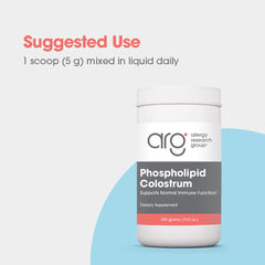 Allergy Research Group phospholipid colostrum powder in jar for daily dietary supplement