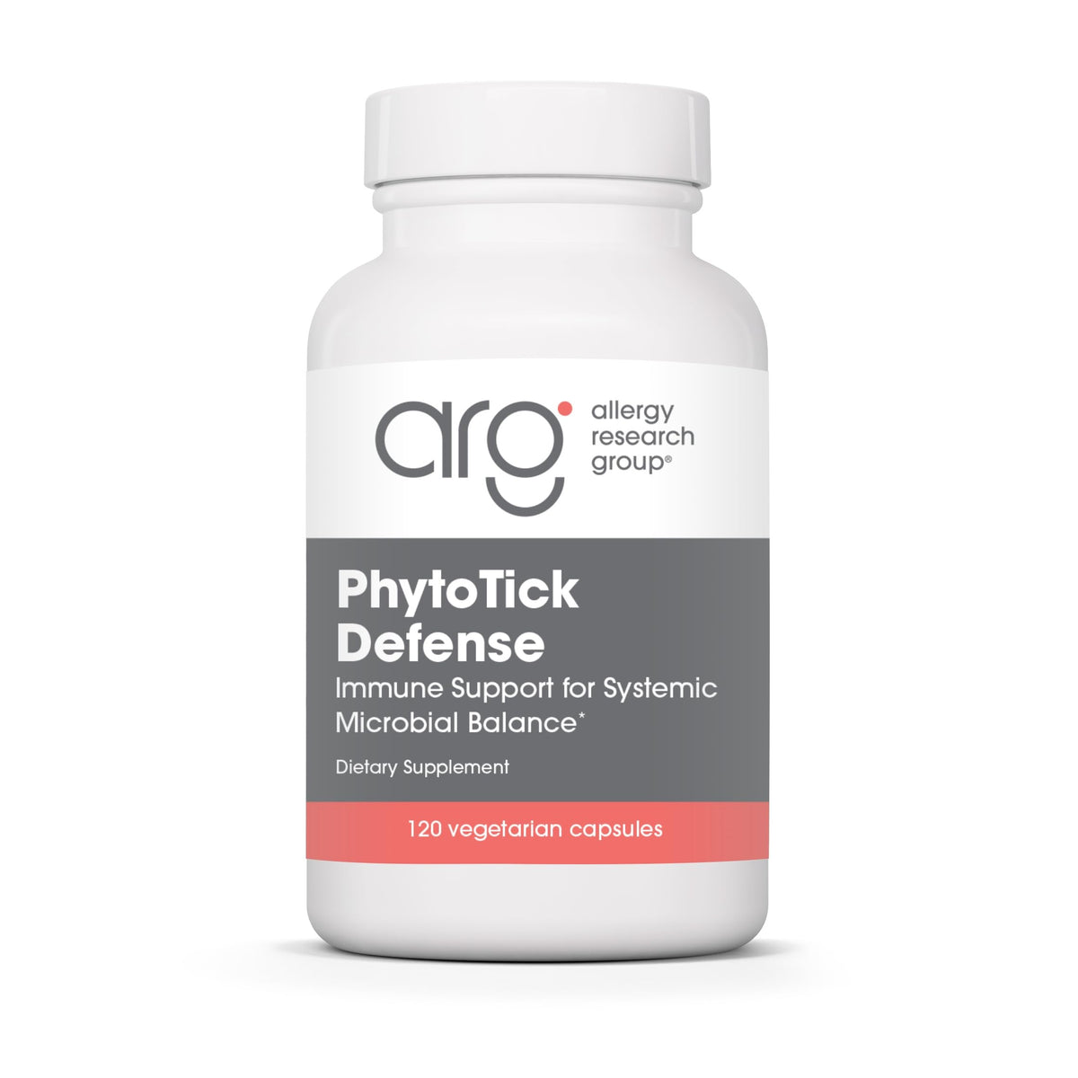 Allergy Research Group Phyto Tick Defense capsules on white background showing mushroom complex
