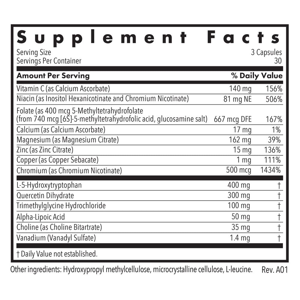 Allergy Research Group Seratonin bottle pour showing serving size for relaxed focus