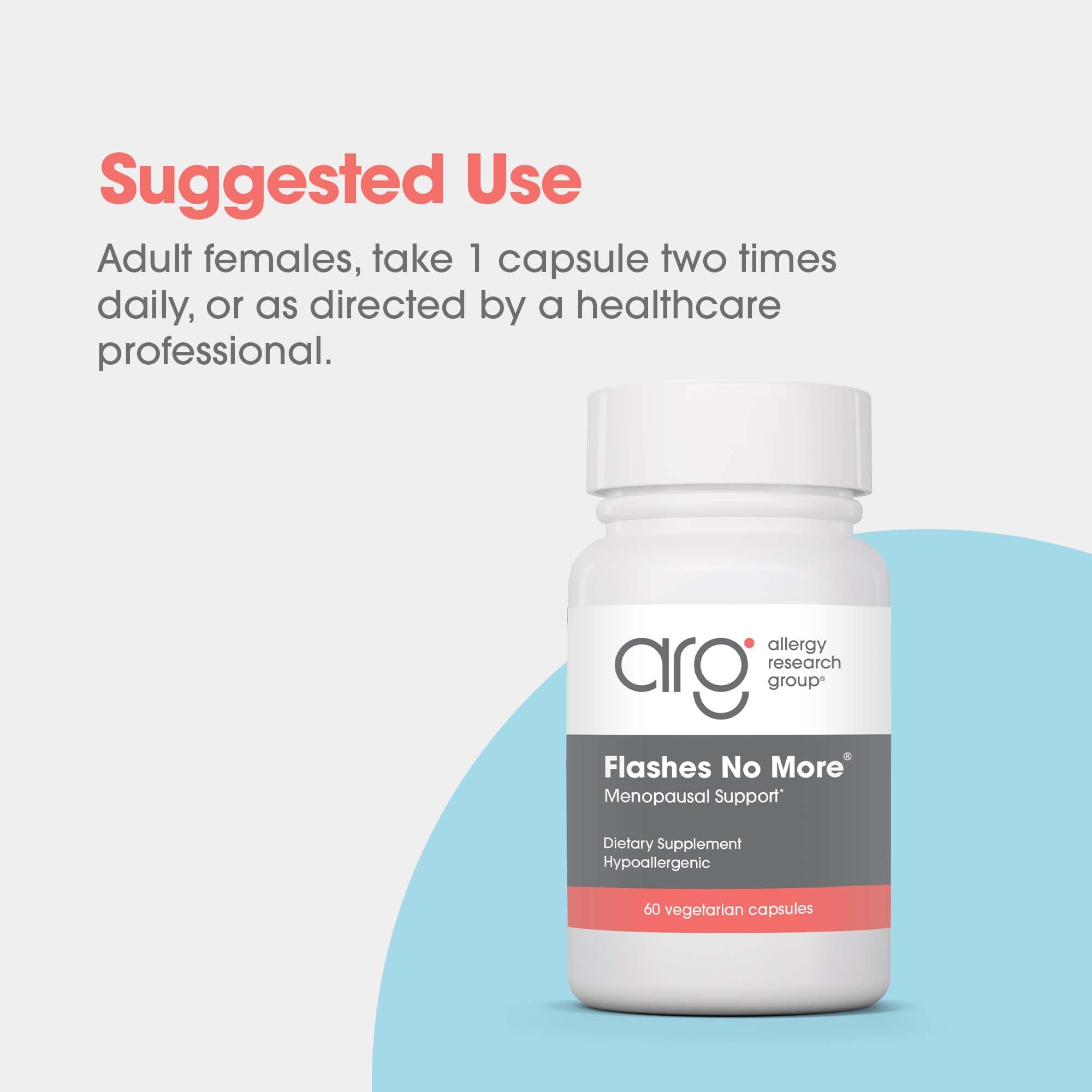 Allergy Research Group succinic acid formula closeup suggesting comprehensive menopausal support