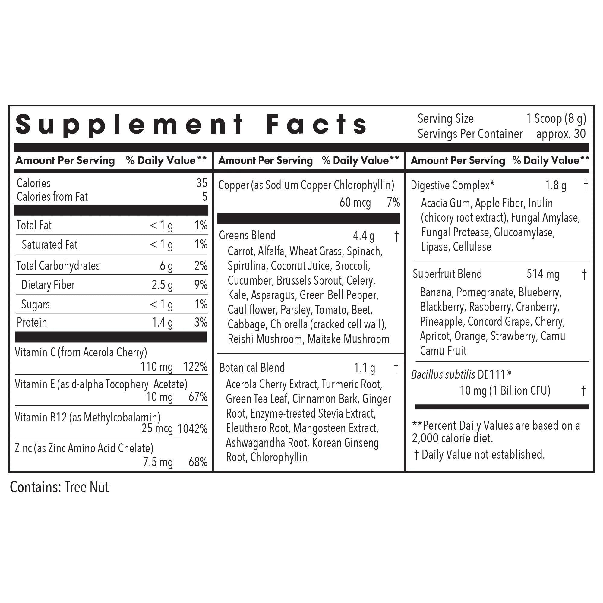 Allergy Research Group Super Greens scoop ready to mix into your morning smoothie