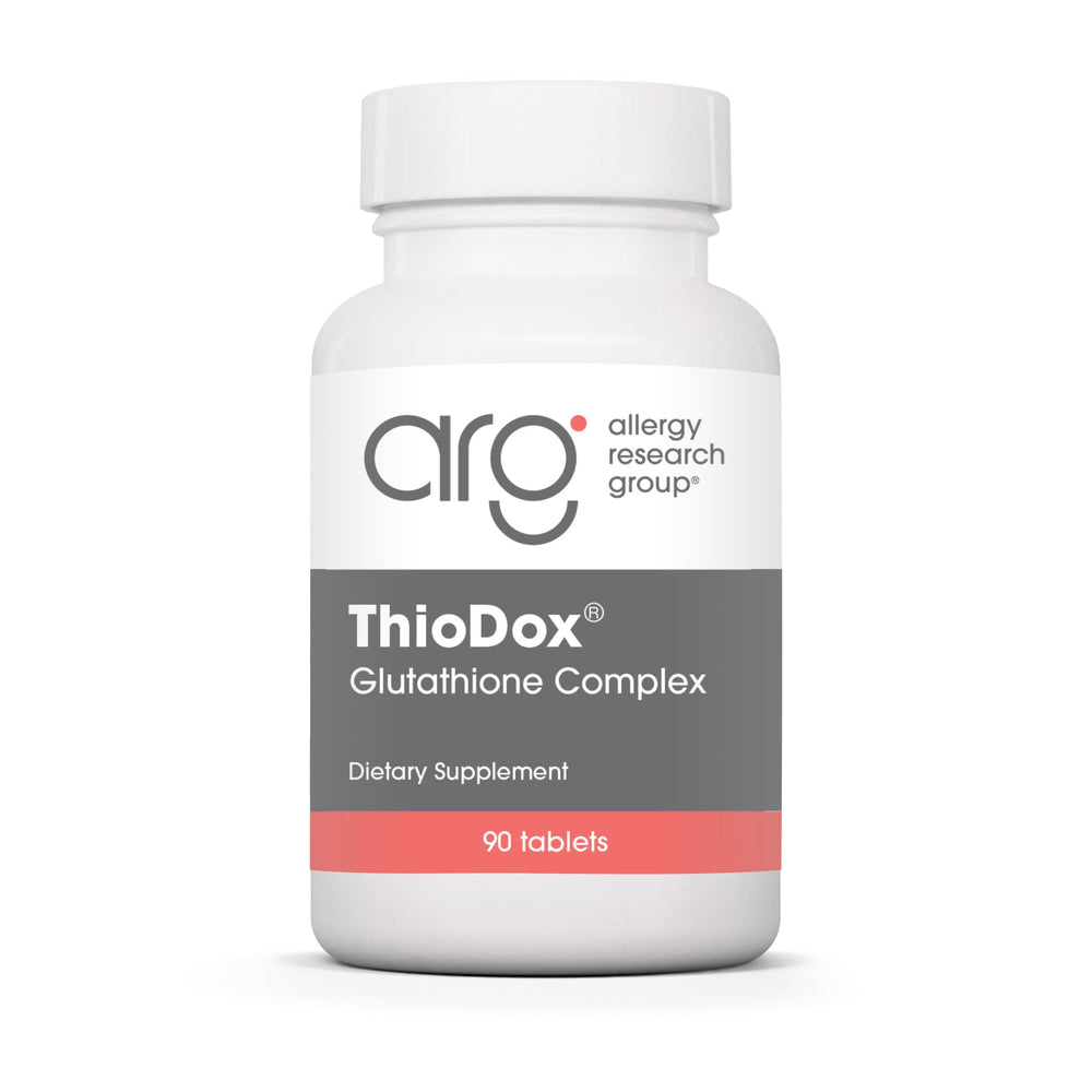 Allergy Research Group ThioDox bottle front view highlighting the glutathione complex