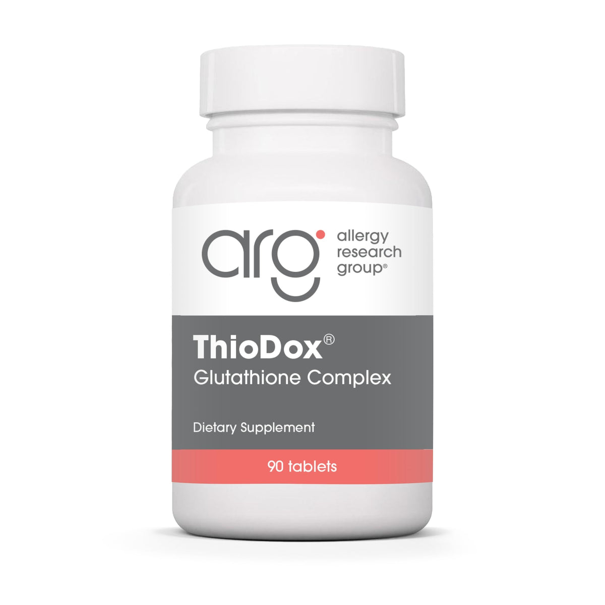 Allergy Research Group ThioDox bottle front view highlighting the glutathione complex