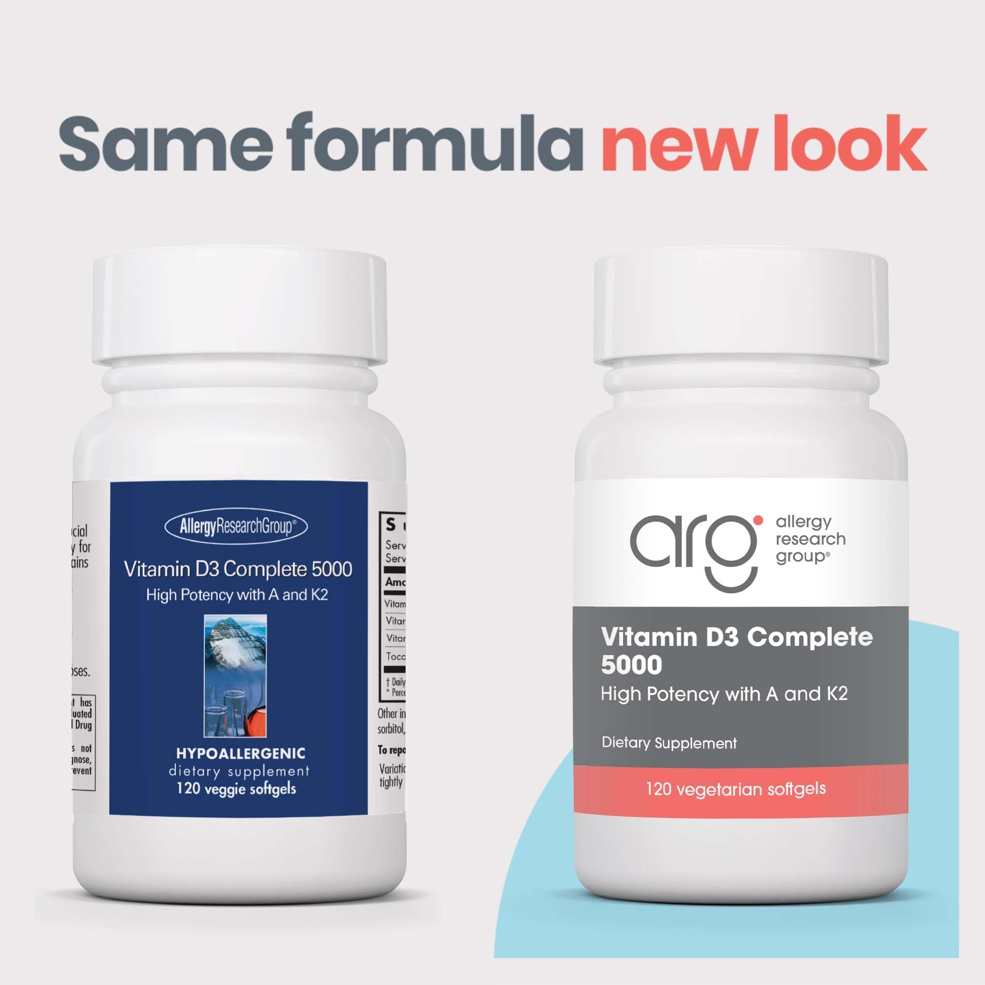 Allergy Research Group Vitamin D3 Complete 5000 capsules ready for everyday supplementation