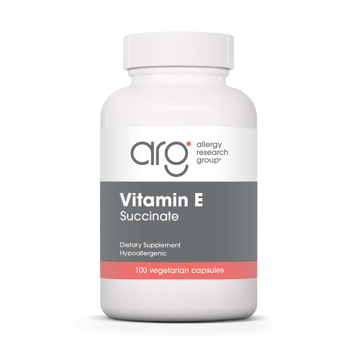 Allergy Research Group Vitamin E Succinate capsules in bottle for easy daily use