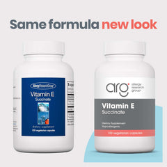 Close-up of Allergy Research Group Vitamin E Succinate capsules